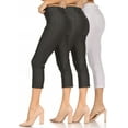 thumbnail image 1 of Women's 3 Pack Casual Comfy Slim Pocket Jeggings Jeans Capri Pants, 1 of 7