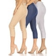 thumbnail image 1 of Women's 3 Pack Casual Comfy Slim Pocket Jeggings Jeans Capri Pants, 1 of 7