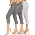 thumbnail image 1 of Women's 3 Pack Casual Comfy Slim Pocket Jeggings Jeans Capri Pants, 1 of 7