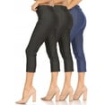thumbnail image 1 of Women's 3 Pack Casual Comfy Slim Pocket Jeggings Jeans Capri Pants, 1 of 7