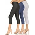 thumbnail image 1 of Women's 3 Pack Casual Comfy Slim Pocket Jeggings Jeans Capri Pants, 1 of 7