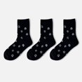 thumbnail image 1 of Women's 3-Pack Crew Socks with Allover Paw Print Pattern Soft Stretch Casual Sock Set - Black, 1 of 4