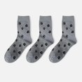 thumbnail image 1 of Women's 3-Pack Crew Socks with Allover Paw Print Pattern Soft Stretch Casual Sock Set - Gray, 1 of 5
