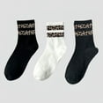 thumbnail image 1 of Women's 3-Pack Crew Socks with Ribbed Leopard Print Cuffs and Soft Stretch Knit Design - Multicolored-B, 1 of 7