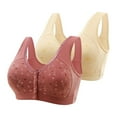 thumbnail image 1 of Women's 2 Pack Daisy Bras, 2 Pcs Snap Front Daisy Bras for Women Senior Breathable Snap Lace Bras Wire Free Bras for Women Front Closure Button Bra Plus Size M-7XL, 1 of 8