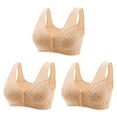 thumbnail image 1 of Women's 3 Pack Daisy Bras, Daisy Bras for Older Women Front Closure Bra Cotton Bra Full Coverage Comfortable Bra No Underwire Plus Size Bra M-7XL, 1 of 5