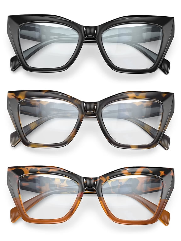 3-Pack Women's Reading Glasses with Blue Light Blocking and Anti-Glare Features