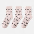 thumbnail image 1 of Women's 3-Pack Fuzzy Crew Socks with Allover Bow Pattern Soft Cozy Knit Winter Sock Set - Light Khaki, 1 of 2