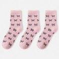 thumbnail image 1 of Women's 3-Pack Fuzzy Crew Socks with Allover Bow Pattern Soft Cozy Knit Winter Sock Set - Light Pink, 1 of 2