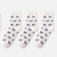 thumbnail image 1 of Women's 3-Pack Fuzzy Crew Socks with Allover Bow Pattern Soft Cozy Knit Winter Sock Set - White, 1 of 3