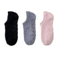 thumbnail image 1 of Women's 3-Pack Fuzzy Grip Socks Low Cut Non-Slip Soft Lounge Slipper Socks - Multicolored-2, 1 of 5