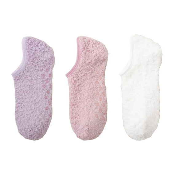 Women's 3-Pack Fuzzy Grip Socks Low Cut Non-Slip Soft Lounge Slipper Socks - Multicolored-4