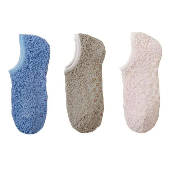 Women's 3-Pack Fuzzy Grip Socks Low Cut Non-Slip Soft Lounge Slipper Socks - Multicolored-5