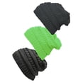 thumbnail image 1 of Women's 3-Pack Knit Beanie Cap Hat - Black/Dark Melange/Neon Lime, 1 of 1