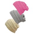 thumbnail image 1 of Women's 3-Pack Knit Beanie Cap Hat - Ivory/Metallic Silver/Candy Pink, 1 of 1