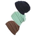 thumbnail image 1 of Women's 3-Pack Knit Beanie Cap Hat - Mint/Navy/Taupe, 1 of 1