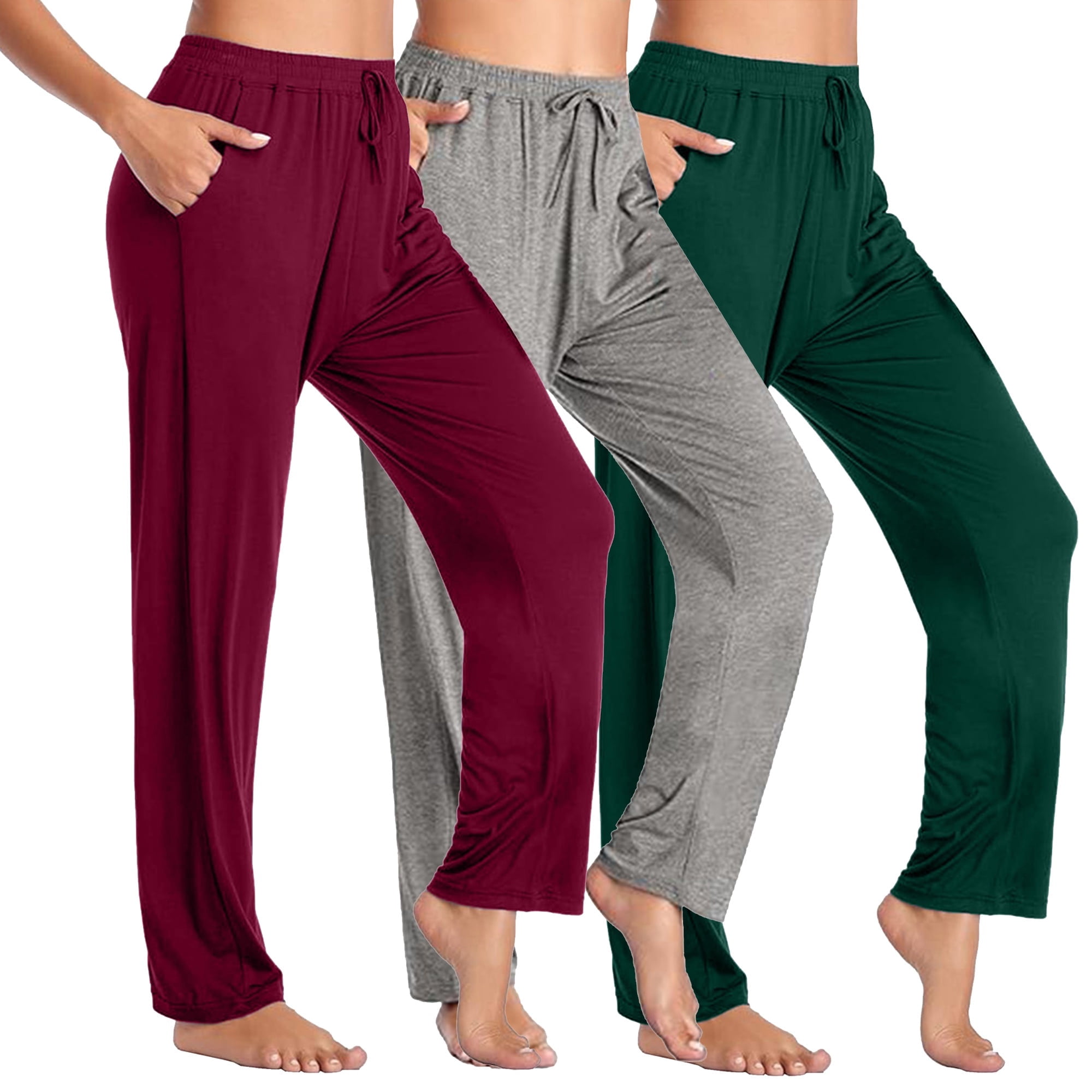 Galaxy by Harvic Women's 3-Pack Loose Fit Lounge Pants, Sizes S