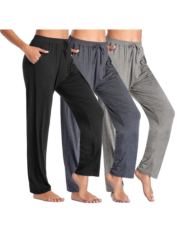 Women's 3-Pack Loose Fit Classic Lounge Pants (Sizes, S-3XL)