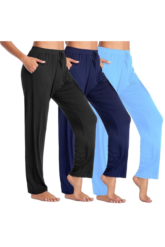 Women's 3-Pack Loose Fit Classic Lounge Pants (Sizes, S-3XL)