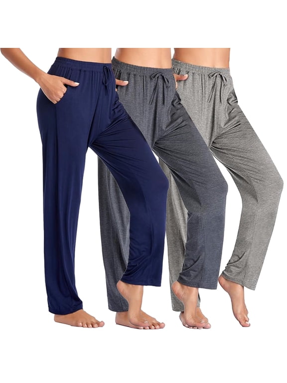 Women's 3-Pack Loose Fit Classic Lounge Pants (Sizes, S-3XL)