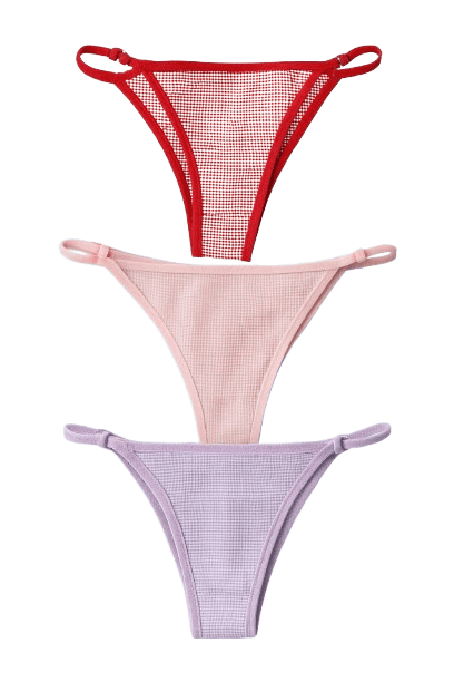 Women's 3-Pack Low-Waist Textured Bikini Underwear - Pink, Red, and Purple - Small