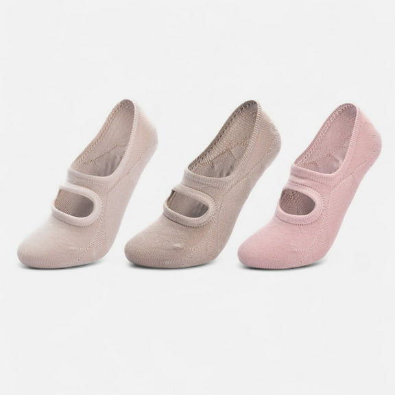 Women's 3-Pack Mary Jane Style Low Cut Non-Slip Grip Socks for Pilates Yoga and Everyday Comfort - Multicolored-4