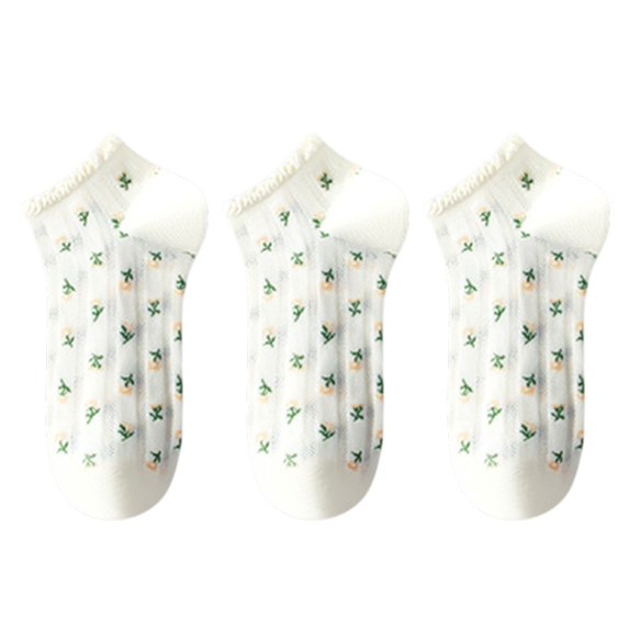 Women's 3-Pack Minimalist Knit Ankle Socks Mixed Pattern Design Soft Cotton Low-Cut Style, 3 pairs-C