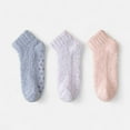thumbnail image 1 of Women's 3-Pack Non-Slip Plush Fuzzy Ankle Socks with Grips and Soft Cozy Texture - Multicolored-3, 1 of 7