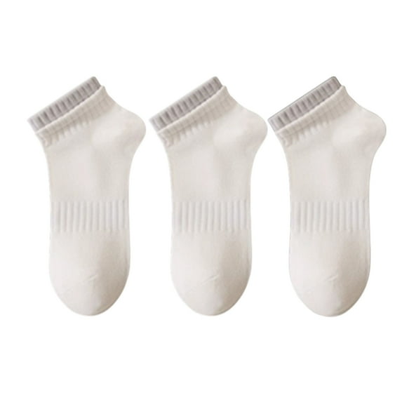 Women's 3-Pack Ribbed Ankle Socks with Contrast Color Cuffs Soft Cotton Stretch Design, 3 PK-Grey
