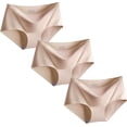 thumbnail image 1 of Women’s 3 Pack Seamless Basic Invisible Underwear Bikini Hipster Briefs Panties NUDE BEIGE 2X, 1 of 5
