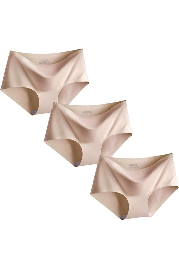 Women’s 3 Pack Seamless Basic Invisible Underwear Bikini Hipster Briefs Panties NUDE BEIGE 2X