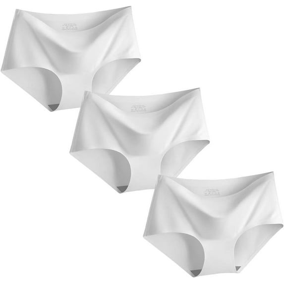 Women’s 3 Pack Seamless Basic Invisible Underwear Bikini Hipster Briefs Panties WHITE Medium