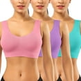 thumbnail image 1 of Women's 3 Pack Seamless Comfortable Sports Bra with Removable Pads,Full-Coverage Pullover Stretchy Sports Bras, 1 of 6