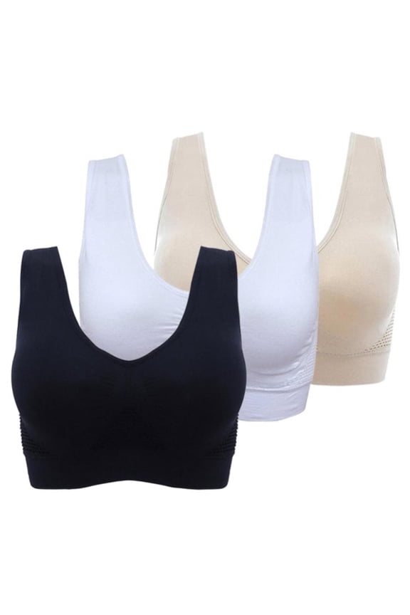 Women's 3 Pack Seamless Comfortable Sports Bra with Removable Pads