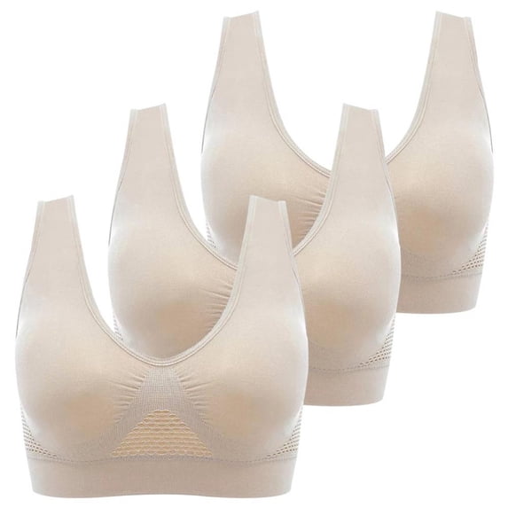 Women's 3 Pack Seamless Comfortable Sports Bra with Removable Pads