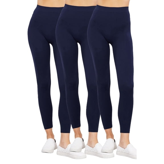 Women's 3 Pack Seamless Stretch Leggings High Waist Soft Nylon Spandex