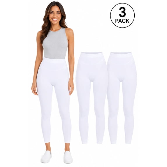 FashionStream Seamless Stretch High Waist Leggings, Juniors, 3 Pack