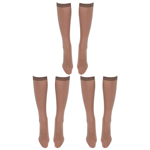 Women's 3-Pack Solid Color Thigh High Socks,Sheer Nylon Knee High Stockings for Party, Daily Wear, Fashion Accessories, Comfortable and Smooth Fit, Perfect for Layering and Stylish Ensembles - Coffee