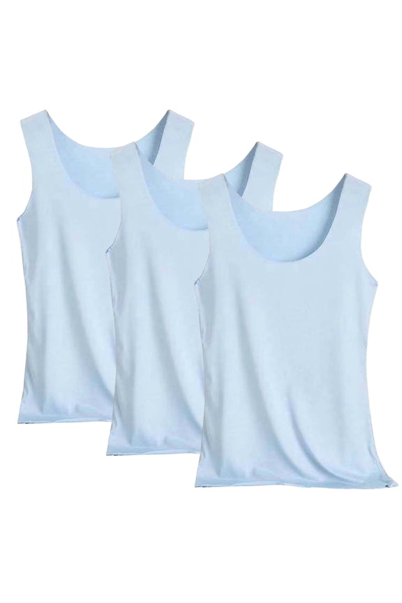 Women's 3-Pack Tank Top Set, Sleeveless Seamless Icy Silk Base Layer Camisoles, Value Pack of Lightweight Undershirts for Summer Comfort Blue XXL