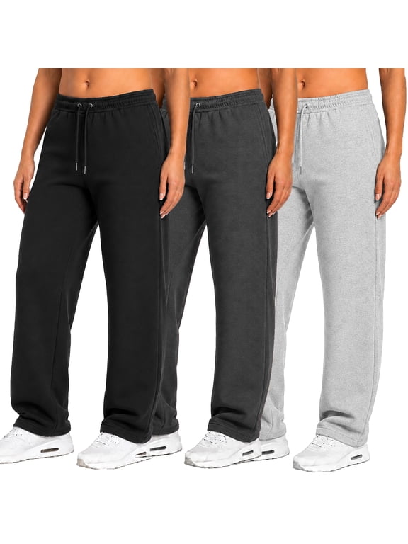 Women's 3-Pack Tech Fleece Open Bottom Sweatpants (S-3XL)