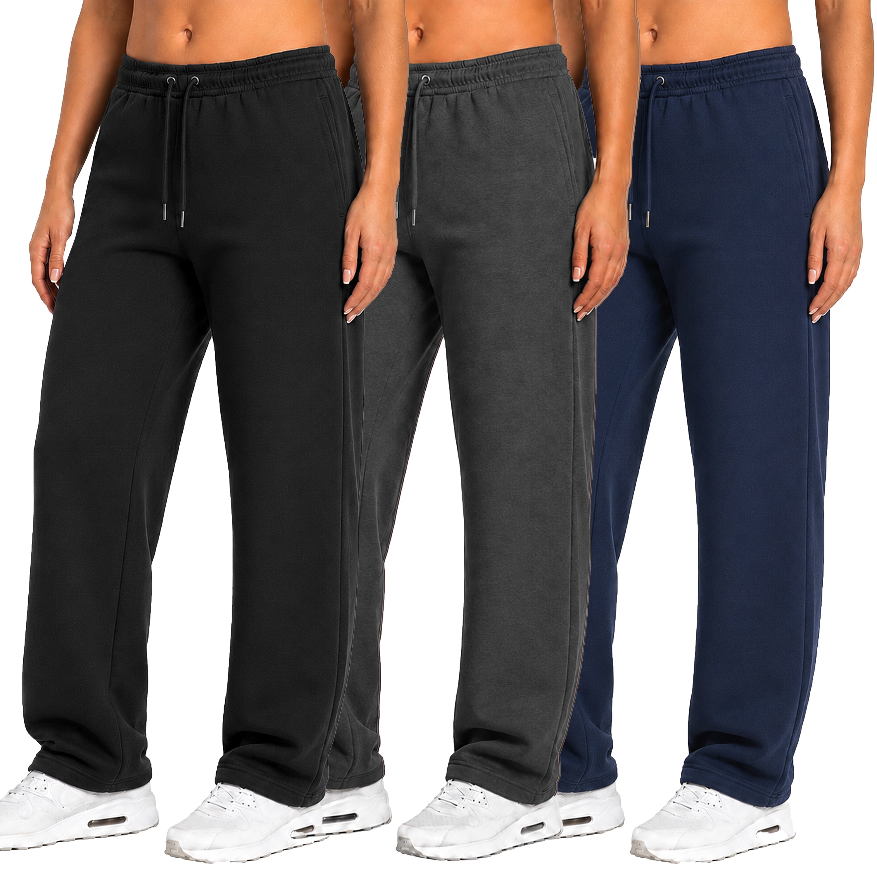 Women's 3-Pack Tech Fleece Open Bottom Sweatpants (S-3XL) - Walmart.com