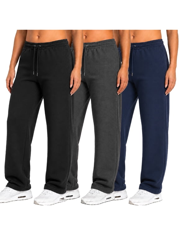 Women's 3-Pack Tech Fleece Open Bottom Sweatpants (S-3XL)