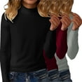 thumbnail image 1 of Women's 3-Pack Thermal Fleece Turtleneck Sweaters, Solid Color Derong Knit Tops, Warm Base Layer Set, Soft Crewneck Pullovers, Winter Layering Basics, Cozy Long Sleeve Shirts Light Ashy XXXXL, 1 of 5