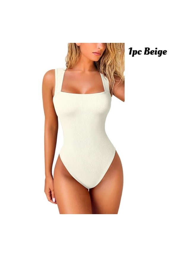 Women's 3-Pack Yoga Bodysuits - Wide Straps, Slim Fit, Seamless & Non-Roll Waistband