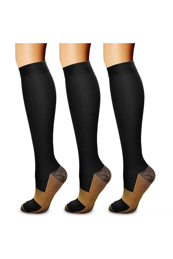 Women's 3-Pair Performance Thermal Compression Calf Socks Graduated Support for Running Cycling Outdoor Sports Cold Weather Wear and Muscle Recovery