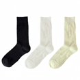 thumbnail image 1 of Women's 3-Pair Ribbed Crew Socks with Embroidered Bow Knit Texture in Neutral Shades for Everyday Wear - Multicolored-B, 1 of 4
