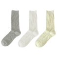 thumbnail image 1 of Women's 3-Pair Ribbed Crew Socks with Embroidered Bow Knit Texture in Neutral Shades for Everyday Wear - Multicolored-C, 1 of 4