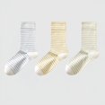 thumbnail image 1 of Women's 3-Pair Striped Crew Socks Set Lightweight Knit with Soft Stretch and Modern Minimalist Style - Multicolored-A, 1 of 5