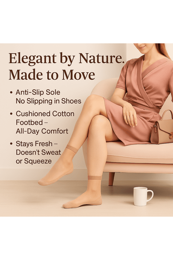 Women’s 3 Pairs Sheer Ankle Socks with Non-Slip Sole Cotton Cushion, Breathable Low Cut Socks - Beige