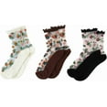 thumbnail image 1 of Women's 3 Pairs Sheer Mesh Socks Floral Thin Socks, 1 of 5